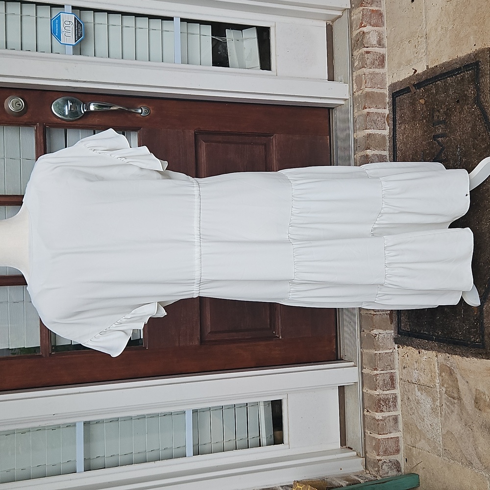 Amanda Uprichard Pegasus Ivory Tiered Waist Tie Dress - Picture 7 of 8
